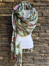 Load image into Gallery viewer, 100% Rayon Fringe Scarf in ‘Sage Blossom’
