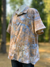 Load image into Gallery viewer, Men’s 3X Geode Flax/Cotton Button Up Short Sleeved Shirt in ‘Blue Gray’
