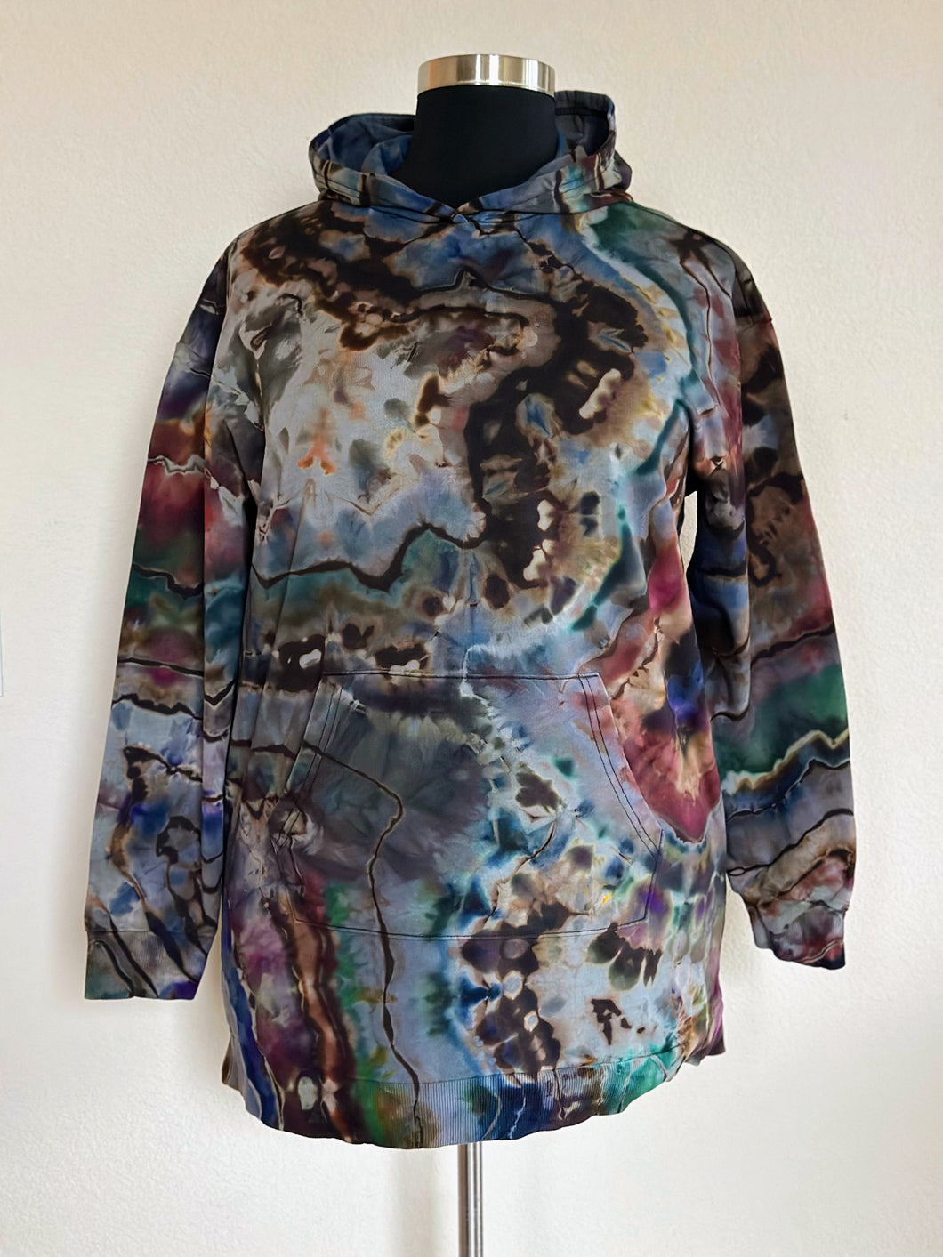 Women’s Large Reverse Geode Hoodie Dress in ‘Rainbow Obsidian’