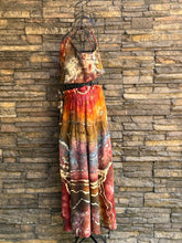 Load image into Gallery viewer, Women’s Medium Geode Tie-Waist Midi Skirt &amp; Cropped Bralette Tank Top Set in ‘Rustic Rainbow’
