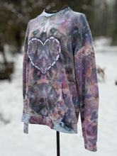 Load image into Gallery viewer, Unisex Medium Heart Pullover Sweatshirt with Kangaroo Pocket in ‘Bubblegum Raven’
