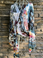 Load image into Gallery viewer, Women’s Small (can fit a medium too) Geode Bell Sleeved Kimono Wrap Top with Tie in ‘Pinot Sage’
