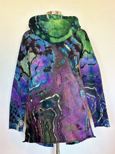 Load image into Gallery viewer, Custom Reverse Geode Hooded Cardigan with Pockets in ‘Abalone’ for Amber
