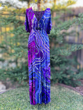 Load image into Gallery viewer, Custom Reverse Geode Surplice Maxi Dress in ‘Purple Haze’ for Mary
