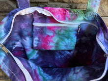 Load image into Gallery viewer, Geode Cotton Canvas Zippered Tote Bag with Inside Zippered Pocket in ‘Mermaid Tail’
