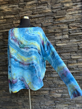 Load image into Gallery viewer, Women’s 3X Geode Long Sleeved Boat Neck Top with Thumbholes in ‘Tahitian Seas’
