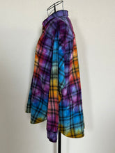 Load image into Gallery viewer, Women’s Medium Upcycled Rainbow Spiral Flannel Shirt
