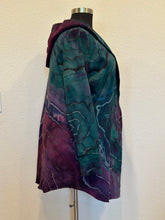 Load image into Gallery viewer, Custom Reverse Geode Hooded Sweatshirt Cardigan in ‘Mermaid’ for Rosie
