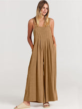 Load image into Gallery viewer, Women’s Large Geode Wide-Leg Linen/Rayon Overalls in ‘Turkey Tail Mushroom’
