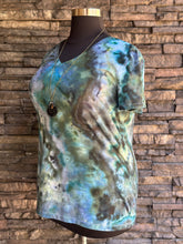Load image into Gallery viewer, Women’s XXL Crumpled Geode V-Neck T-Shirt in ‘Moss Agate’
