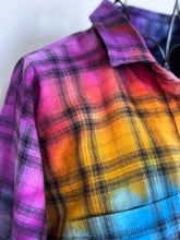 Load image into Gallery viewer, Women’s Medium Upcycled Rainbow Spiral Flannel Shirt
