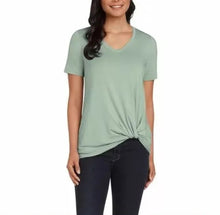 Load image into Gallery viewer, Women’s Large Geode Front Twist Short Sleeve Top in ‘Moss Agate’
