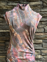 Load image into Gallery viewer, Women’s Small Geode Mockneck Bodycon Maxi Dress with Side Ruching in ‘Smoke &amp; Roses’
