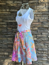 Load image into Gallery viewer, Women’s Large (but can fit S-XL) 100% Cotton Geode Short Wrap Skirt with Hidden Zipper Pocket in ‘Bird Song’
