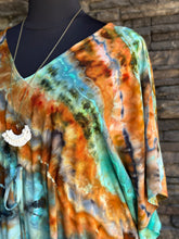 Load image into Gallery viewer, Women’s One Size (S-3X) Geode 100% Rayon Tie Front Caftan Dress in ‘Boulder Turquoise’
