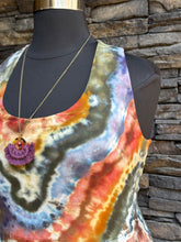 Load image into Gallery viewer, Women’s XL Pact Organic Cotton Geode Fit &amp; Flare Open Criss-Cross Back Maxi Dress with Pockets in ‘Rustic Rainbow’
