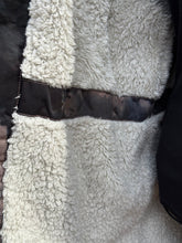 Load image into Gallery viewer, Women’s Size 10 (Fits like a Medium/Large) Upcycled Sherpa Lined Parka Jacket with Faux Fur Hood in ‘Raven Rose’
