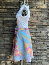 Load image into Gallery viewer, Women’s Large (but can fit S-XL) 100% Cotton Geode Short Wrap Skirt with Hidden Zipper Pocket in ‘Bird Song’
