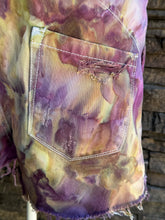 Load image into Gallery viewer, Women’s Size 28 Distressed Denim Overall Shorts in ‘Sugar Plum’
