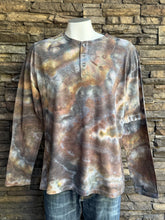 Load image into Gallery viewer, Men’s Large Geode Long Sleeved Henley in ‘Turkey Tail Mushroom’
