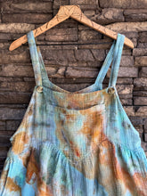 Load image into Gallery viewer, Women’s Large 100% Cotton Gauze Wide-Leg Overalls in ‘Boulder Turquoise’
