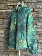 Load image into Gallery viewer, Women’s XS (can fit a small, too) Upcycled Geode Quilted Hoodie with Pockets in ‘Moss Agate’
