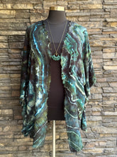 Load image into Gallery viewer, Women’s 1X Geode Linen/Hemp Kimono with Frayed Hem in ‘Moss Agate’
