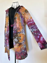 Load image into Gallery viewer, Women’s Small 100% Cotton Geode Hooded Cardigan with Pockets in ‘Black Cherry Amber’
