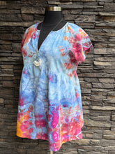 Load image into Gallery viewer, Women’s Large Geode Linen/Rayon Short Sleeve Babydoll Dress with Pockets in ‘Bird Song’
