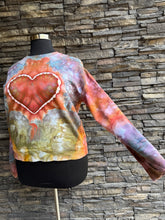 Load image into Gallery viewer, Women’s XL Heart Pullover Sweatshirt with Pockets &amp; Thumbholes in ‘Rustic Rainbow’
