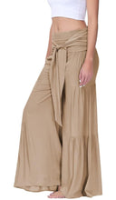 Load image into Gallery viewer, Women’s XL Geode 100% Viscose High Waist Tiered Wide Leg Flared Palazzo Pants with Tie in ‘Rusted Sea Glass’
