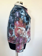 Load image into Gallery viewer, Women’s XL Ice Dyed Boyfriend Sherpa Lined Denim Jacket in ‘Pinot Sage’
