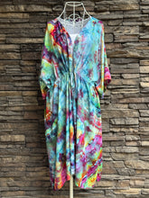 Load image into Gallery viewer, Women’s One Size (fits S-2X best) 100% Rayon Geode Cinched Kimono Duster in ‘Cosmic Eyes’
