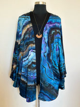 Load image into Gallery viewer, Women’s XL/XXL Reverse Geode Hand-sewn Bell Sleeved Kimono with Pockets in ‘Midnight Sapphire’
