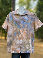 Load image into Gallery viewer, Men’s 3X Geode Flax/Cotton Button Up Short Sleeved Shirt in ‘Blue Gray’
