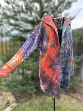 Load image into Gallery viewer, Women’s Small (fits like a medium) Geode Hooded Sweatshirt Cardigan ‘Sunset Bliss’
