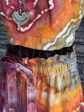 Load image into Gallery viewer, *DISCOUNTED* (due to mended damage on strap) Women’s Small Geode Tie-Waist Midi Skirt &amp; Cropped Bralette Tank Top Set in ‘Rustic Rainbow’

