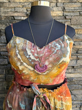 Load image into Gallery viewer, Women’s XL Geode Rayon/Linen 2 Piece Midi Skirt with Pockets &amp; Cropped Bralette Tank Top Set in ‘Rustic Rainbow’
