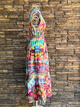 Load image into Gallery viewer, Women’s XS 0-2 (runs large, fits closer to a Small) 100% Cotton Tiered Halter Midi Dress with Pockets in ‘Cosmic Eyes’
