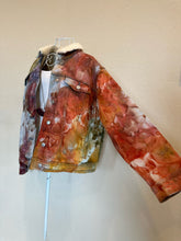 Load image into Gallery viewer, Custom Ice Dyed Sherpa Lined Denim Jacket in ‘Rustic Rainbow’ for Jennifer
