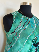 Load image into Gallery viewer, Custom Reverse Geode Sleeveless Swing Dress in ‘Malachite’ for Brenda
