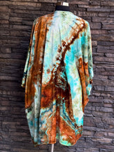 Load image into Gallery viewer, Women’s One Size (fits large-3X best) Hand-sewn Geode Bamboo Velour Duster Kimono in ‘Boulder Turquoise’
