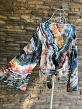 Load image into Gallery viewer, Women’s Small (can fit a medium too) Geode Bell Sleeved Kimono Wrap Top with Tie in ‘Pinot Sage’
