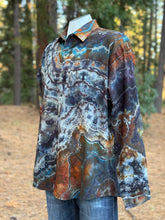 Load image into Gallery viewer, Custom Reverse Geode Long Sleeved Button Up Shirt in ‘Midnight Jasper’ for Bill
