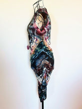 Load image into Gallery viewer, Women’s Large Geode Sleeveless Side Ruched Bodycon Dress in ‘Pinot Sage &amp; Teal’
