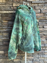 Load image into Gallery viewer, Women’s XS (can fit a small, too) Upcycled Geode Quilted Hoodie with Pockets in ‘Moss Agate’
