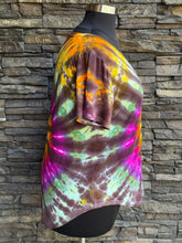 Load image into Gallery viewer, Women’s 2XL V-Neck Rayon T-Shirt in ‘Sunset Spiral’
