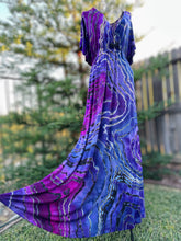 Load image into Gallery viewer, Custom Reverse Geode Surplice Maxi Dress in ‘Purple Haze’ for Mary
