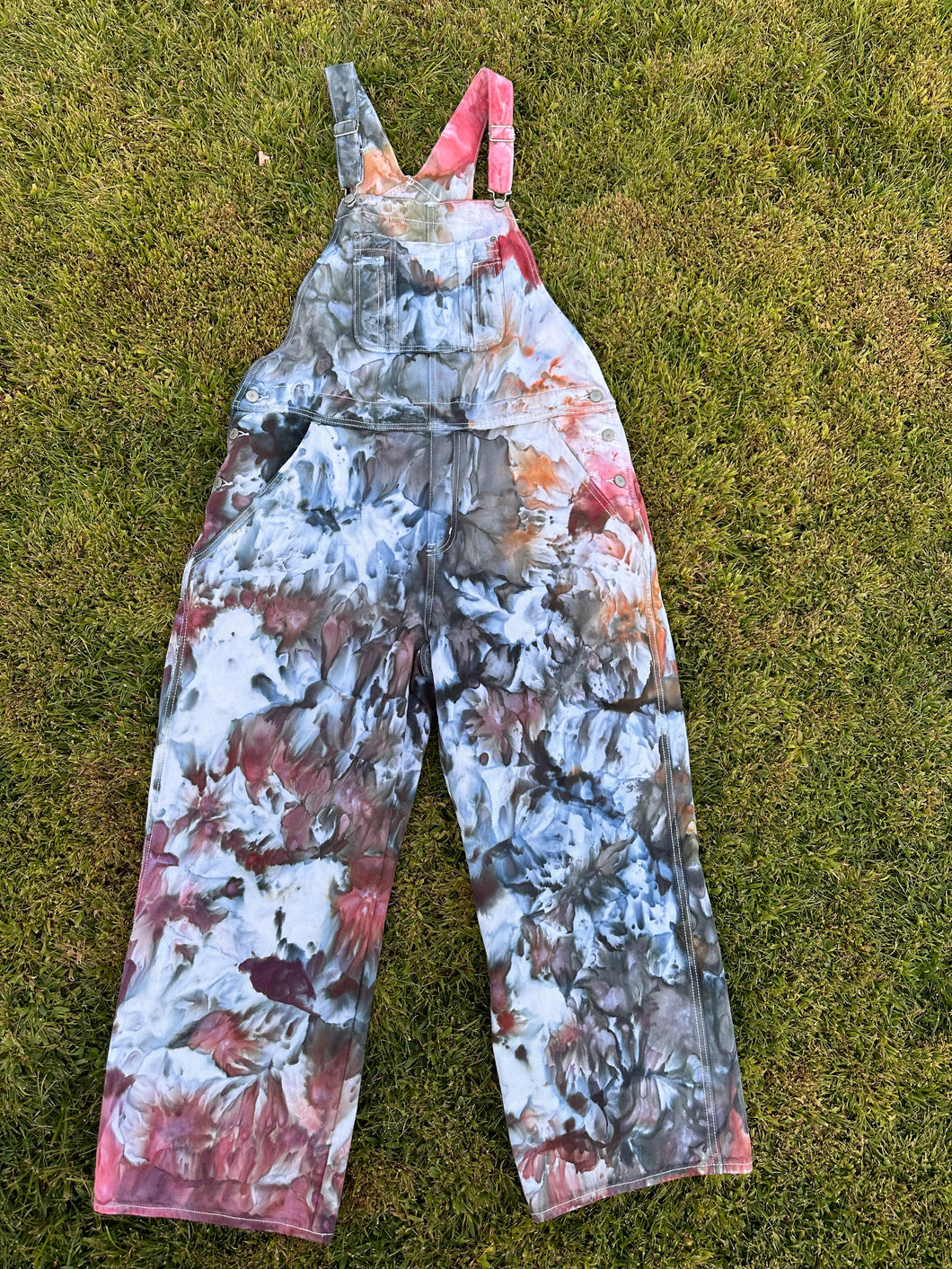 Women’s XL (size 16) Ice Dyed Denim Overalls in ‘Pinot Sage’