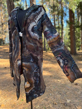 Load image into Gallery viewer, Custom Reverse Geode Hooded Cardigan in ‘Turkey Tail Mushroom’ for Lynne
